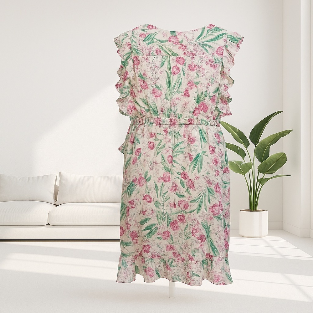 A New Day Floral Peach Print Dress 2X | Women’s Casual Plus Size Outfit - Picture 13 of 13